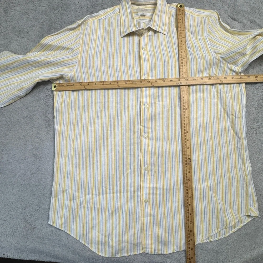 Banana Republic Mens XL Striped 100%‎ Linen Long Sleeve Button Up Shirt NWT!